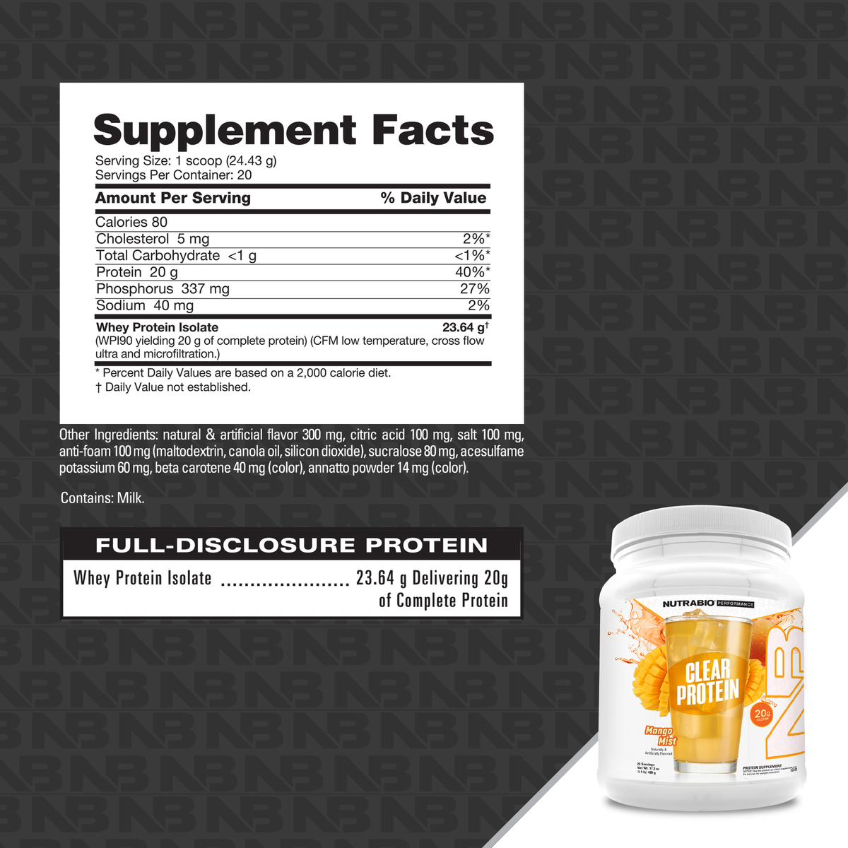 NutraBio 清澈分離乳清蛋白