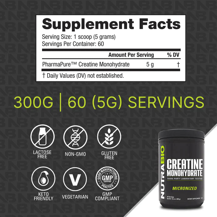 Nutrabio - Creatine Monohydrate Powder