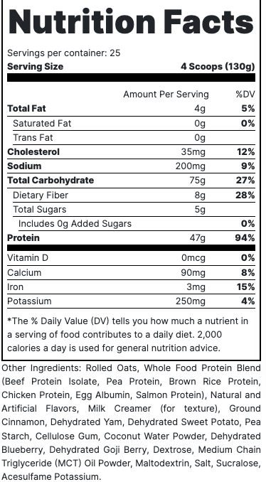 MRE MEAL REPLACEMENT, WHOLE FOOD PROTEIN (7 LB)