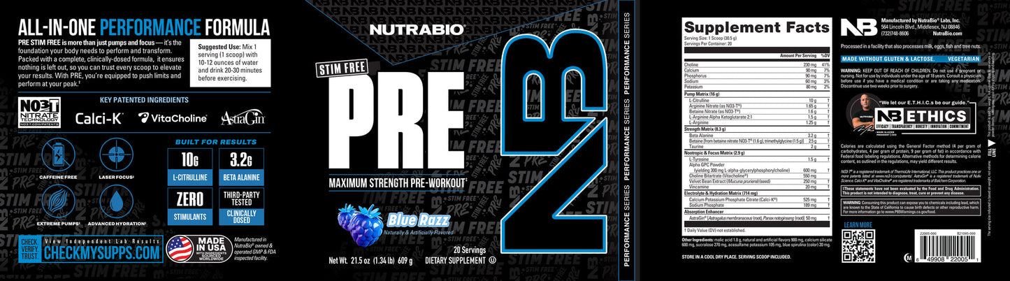 Nutrabio 無咖啡因 Pre-Workout