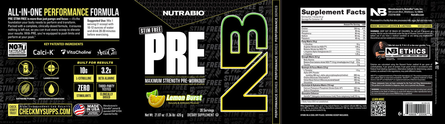 Nutrabio 無咖啡因 Pre-Workout