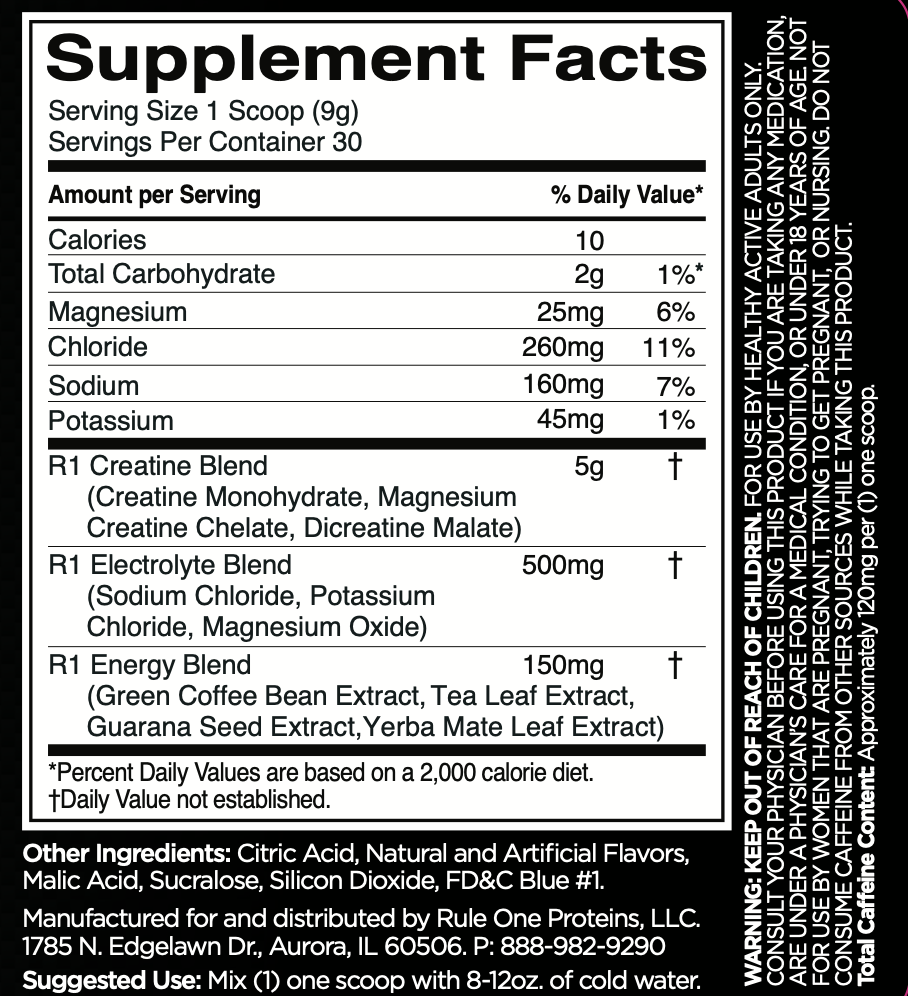 R1 Charged Creatine - Multi-Source Creatine, Energy, & Electrolyte