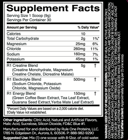 R1 Charged Creatine - Multi-Source Creatine, Energy, & Electrolyte