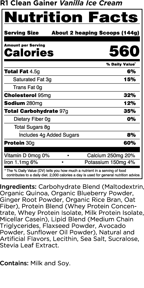 R1 Clean GAINER (CLEAN PROTEIN GAINER)